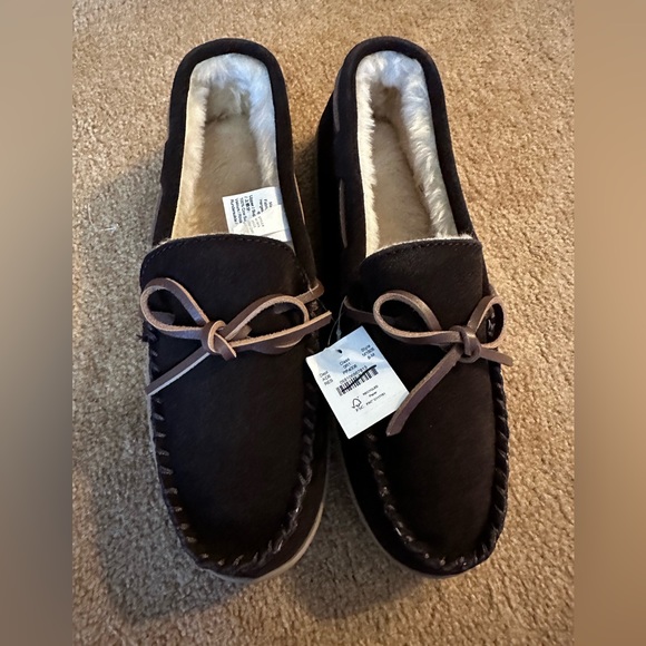 J.Crew Sherpa-lined suede slippers men’s NWT - Picture 2 of 16